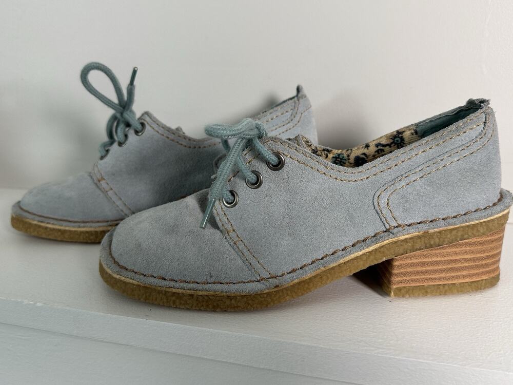 Womens Blue Suede Walking Heel Lace Up Rampage Shoes